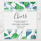 Étiquette Pour Bouteilles De Vin Aquarelle moderne Mariage Feuille (Étiquettes simples)