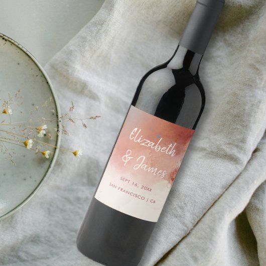 Étiquette Pour Bouteilles De Vin Aquarelle moderne Terracotta Desert Boho Mariage