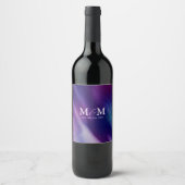 Étiquette Pour Bouteilles De Vin Aquarelle moderne violet Mariage bleu marine (Devant)