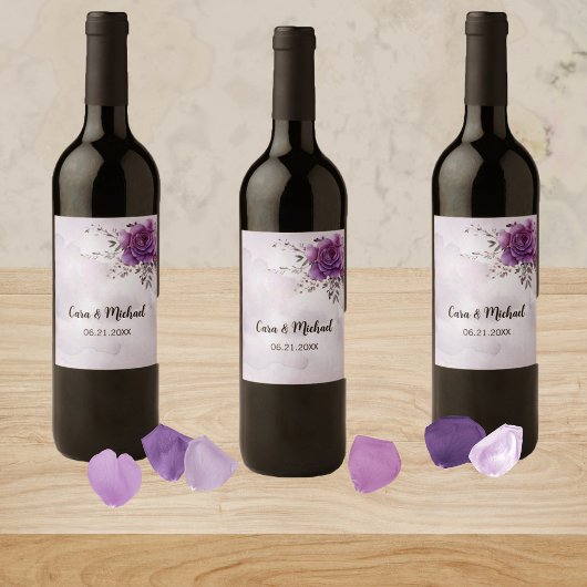 Étiquette Pour Bouteilles De Vin Aquarelle Morada Mariage Vin Étiquette