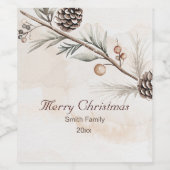 Étiquette Pour Bouteilles De Vin Aquarelle Neutre couleur arbre de Noël (Étiquettes simples)
