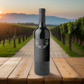 Étiquette Pour Bouteilles De Vin Aquarelle noire moderne Branche d'olive N'IMPORTE