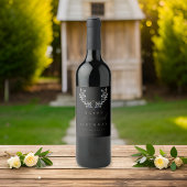 Étiquette Pour Bouteilles De Vin Aquarelle noire moderne Branche d'olive N'IMPORTE