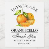 Étiquette Pour Bouteilles De Vin Aquarelle Oranges Orangecello Mariage Merci (Étiquettes simples)
