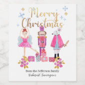Étiquette Pour Bouteilles De Vin Aquarelle Pastel Nutcracker Noël (Étiquettes simples)