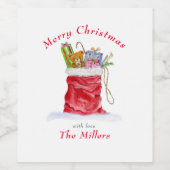 Étiquette Pour Bouteilles De Vin Aquarelle Père Noël Sac cadeau Noël (Étiquettes simples)