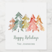 Étiquette Pour Bouteilles De Vin Aquarelle personnalisée des pins de Noël (Étiquettes simples)