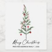 Étiquette Pour Bouteilles De Vin Aquarelle Pine Arbre Calligraphie Encre Noël (Étiquettes simples)