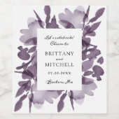 Étiquette Pour Bouteilles De Vin Aquarelle romantique Floral Améthyste Mariage (Étiquettes simples)