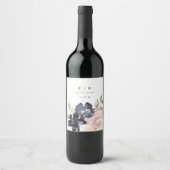 Étiquette Pour Bouteilles De Vin Aquarelle romantique Marine Florals Mariage Botté (Devant)