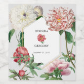 Étiquette Pour Bouteilles De Vin Aquarelle rose blanc pivoines Mariage (Étiquettes simples)