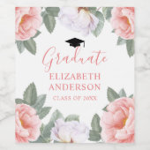 Étiquette Pour Bouteilles De Vin Aquarelle rose Floral Classe de fête (Étiquettes simples)