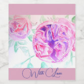 Étiquette Pour Bouteilles De Vin Aquarelle rose Lilac Merci rose (Étiquettes simples)