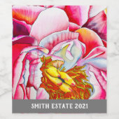 Étiquette Pour Bouteilles De Vin Aquarelle rose Peony (Étiquettes simples)