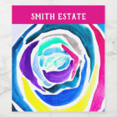 Étiquette Pour Bouteilles De Vin Aquarelle rose pop art bleu (Étiquettes simples)