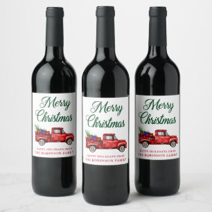 Étiquette Pour Bouteilles De Vin Aquarelle Roue Mercredi Joyeux Noël