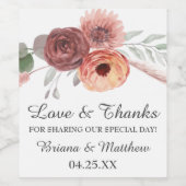 Étiquette Pour Bouteilles De Vin Aquarelle rouille rouille Mariage (Étiquettes simples)