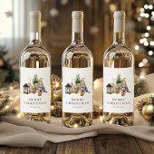 Étiquette Pour Bouteilles De Vin Aquarelle Rustique Gnome Joyeux Noël