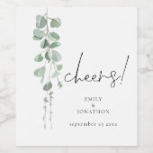 Étiquette Pour Bouteilles De Vin Aquarelle Sage Eucalyptus Cheers Mariage (Étiquettes simples)
