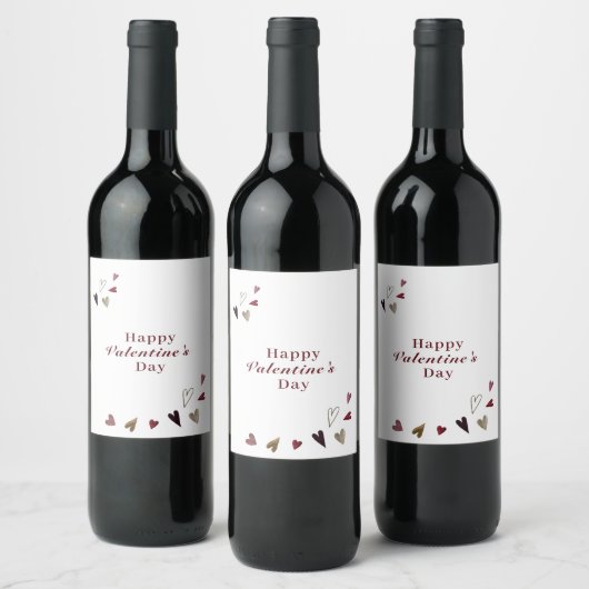 Étiquette Pour Bouteilles De Vin Aquarelle Saint Valentin Coeurs (Bouteilles)