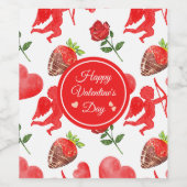 Étiquette Pour Bouteilles De Vin Aquarelle Saint-Valentin Motif (Étiquettes simples)