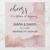 Étiquette Pour Bouteilles De Vin Aquarelle Seraphina rose et or (Étiquettes simples)