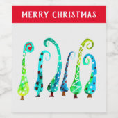 Étiquette Pour Bouteilles De Vin Aquarelle simienne arbres de Noël (Étiquettes simples)