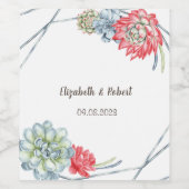 Étiquette Pour Bouteilles De Vin Aquarelle Succulents Rouges du Désert (Étiquettes simples)