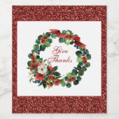 Étiquette Pour Bouteilles De Vin Aquarelle Thanksgiving Wreath (Étiquettes simples)