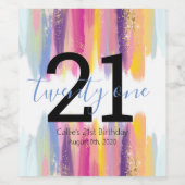 Étiquette Pour Bouteilles De Vin Aquarelle touche 21e anniversaire Célébration (Étiquettes simples)