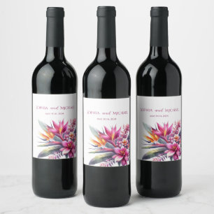 Étiquette Pour Bouteilles De Vin Aquarelle Tropical Bliss-Mariage
