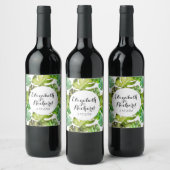 Étiquette Pour Bouteilles De Vin Aquarelle Tropical Feuille mariage monogramme (Bouteilles)