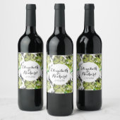 Étiquette Pour Bouteilles De Vin Aquarelle Tropical Feuille mariage monogramme (Bouteilles)