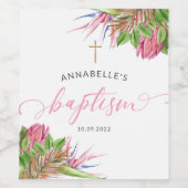 Étiquette Pour Bouteilles De Vin Aquarelle tropicale Baptême (Étiquettes simples)