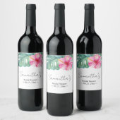 Étiquette Pour Bouteilles De Vin Aquarelle tropicale Thème Hibiscus rose (Bouteilles)