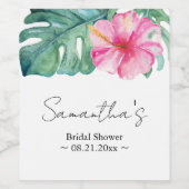 Étiquette Pour Bouteilles De Vin Aquarelle tropicale Thème Hibiscus rose (Étiquettes simples)