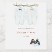 Étiquette Pour Bouteilles De Vin Aquarelle Tuxedos | M. et M. le Mariage (Étiquettes simples)