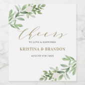 Étiquette Pour Bouteilles De Vin Aquarelle Verdure et fleurs Mariage (Étiquettes simples)