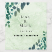 Étiquette Pour Bouteilles De Vin Aquarelle Verdure Eucalyptus Feuille (Étiquettes simples)