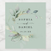 Étiquette Pour Bouteilles De Vin Aquarelle Verdure Mariage Vins Faveurs (Étiquettes simples)