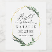 Étiquette Pour Bouteilles De Vin aquarelle vert floral élégant douche nuptiale (Étiquettes simples)