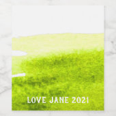 Étiquette Pour Bouteilles De Vin Aquarelle verte bande abstraite (Étiquettes simples)