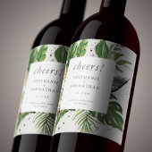 Étiquette Pour Bouteilles De Vin Aquarelle verte et or Mariage tropical