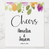 Étiquette Pour Bouteilles De Vin Aquarelle verte violette et jaune (Étiquettes simples)