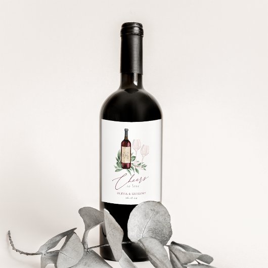 Étiquette Pour Bouteilles De Vin Aquarelle Vin Rouge Botanique Chefs à l'amour