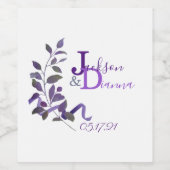 Étiquette Pour Bouteilles De Vin Aquarelle violette Mariage (Étiquettes simples)