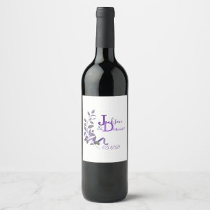 Étiquette Pour Bouteilles De Vin Aquarelle violette Mariage