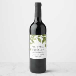 Étiquette Pour Bouteilles De Vin Aquarelle Willow Wreath Custom Wedding Vin Label