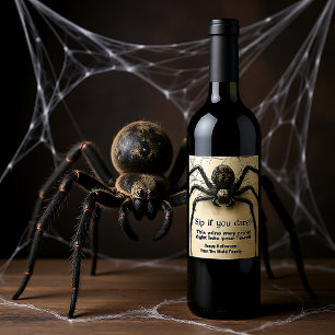Étiquette Pour Bouteilles De Vin Araignée à picotements de pin personnalisable HALL