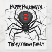 Étiquette Pour Bouteilles De Vin Araignée d'Halloween (Étiquettes simples)